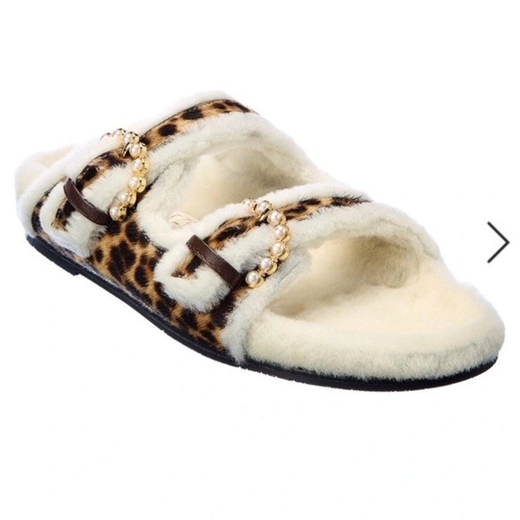 Stuart Weitzman Piper Chill Slide Sandals Cheetah CalfHair Fur New NWT - Picture 12 of 13